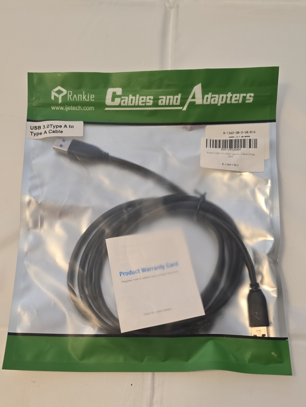 Rankie USB 3.0 Type A Male to Female Extension Cable 6 Ft Black High Speed